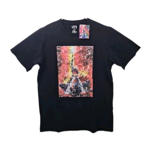 Uniqlo The World of CLAMP Tokyo Tower 1398 Graphic Tee Gundam Black Men Size M - Picture 1 of 8